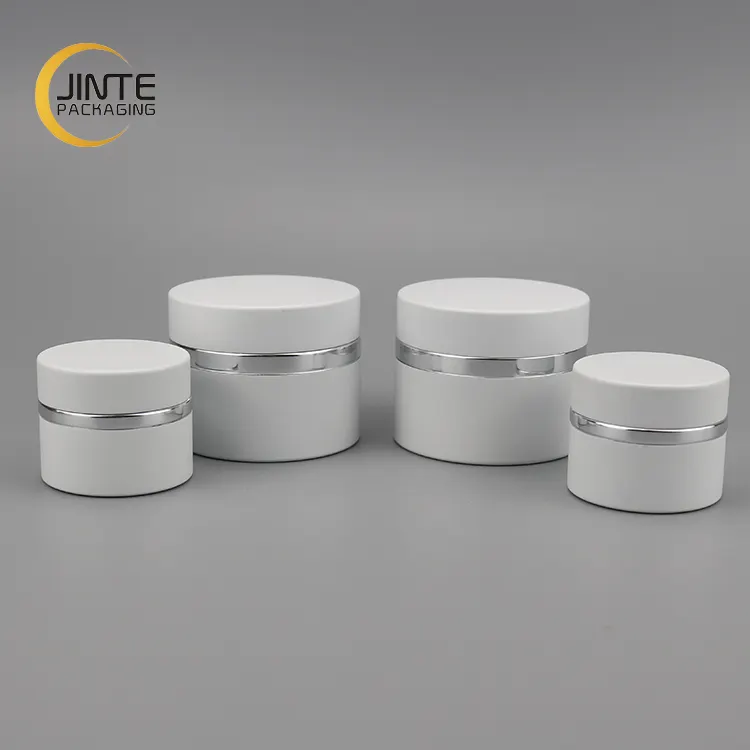 Jingge xin-emballage rond de 5g 15g 30g 50g, étui en aluminium blanc mat avec pot intérieur en verre ou PP pour Gel à ongles UV