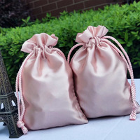 Pochette à cordon en satin or rose personnalisée Sac de riz style extension de cheveux emballage pour emballage cadeau