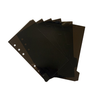 Séparateur de ag A5/A6/A7 PP noir, avec onglet simple personnalisé de 6 anneaux en plastique, pages d'échelle avec 6 feuilles