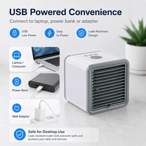 Escritorio para Oficina en Casa, Forma Fácil de Refrescarse con Mini Ventilador Enfriador de Aire Evaporativo, Aire Acondicionado Portátil Rápido - Product Image 2