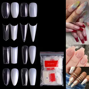 Press On Nail Tips 500pcs Artificial Fingernails False Ballerina Stiletto Nails Sharp Toe French Coffin Fake Press On ABS Nails Tips