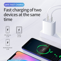 Charger Dinding Dual USB Grosir Colokan US EU Pengisian Cepat Pintar OVP Pengisian Bersamaan Aman untuk Ponsel Tablet Kamera
