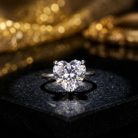 Bague en Moissanite taille cœur en argent 925 avec sertissage à griffes, alliance de fiançailles pour femme, style romantique