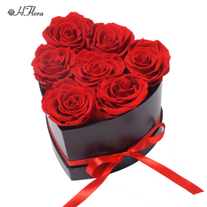 HFlora High Quality Handmade 7-Piece Eternal Preserved Rose Heart-Shaped Gift <strong>Box</strong> for Valentine's Day Graduation Christmas-Small - Product Image 1