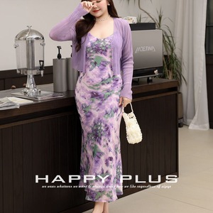 รันฉีชุดเดรสสลิปไซส์ใหญ่สำหรับผู้หญิง ลายดอกไม้สีม่วงโมเนต์ คอวี ทรงหางปลา ชุดเดรสเปิดหลัง N8924 - Product Image 5