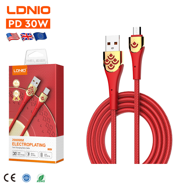 LDNIO LS862 Wholesale 2M Phone Charge Data Cable PD 30W Charging Cable USB a to C USB-C Cable for Iphone Mobile Phone