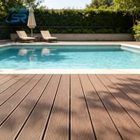 Planche de terrasse WPC 140x25mm, grain de bois embossé 3D, revêtement de sol composite extérieur pour patio, terrasse, jardin