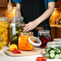 Frascos de Vidrio Herméticos con Tapas de Cierre, Recipientes de Vidrio Transparente para Encurtir, Conservar, Fermentar y Preservar Alimentos