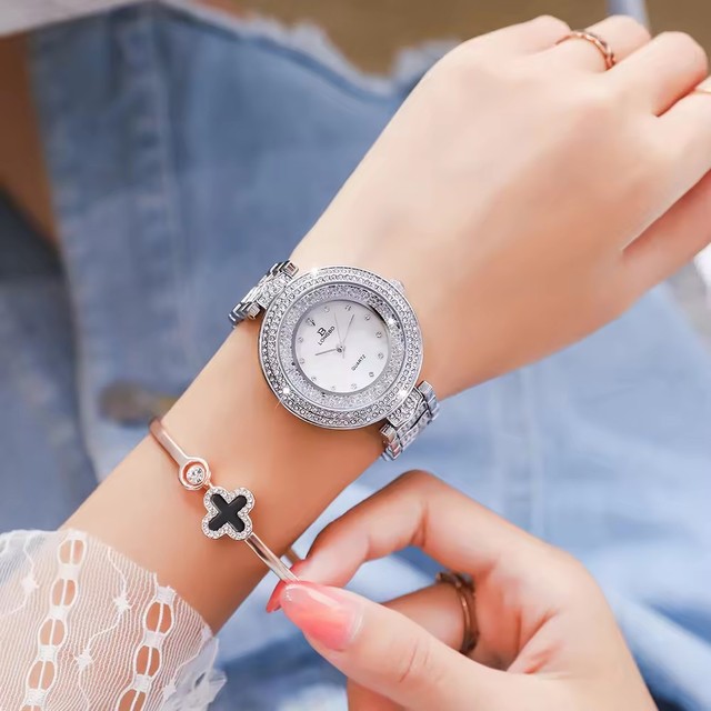LONGBO 80677 Three Hands Women Watch Luxury Japan Quartz Glass Mirror Jewellery Buckle Full Diamond Fashion Design Wrist Watches