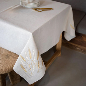 <span class=keywords><strong>Tovaglia</strong></span> <span class=keywords><strong>Rettangolare</strong></span> in <span class=keywords><strong>Cotone</strong></span> e Lino con Logo Ricamato, Design Personalizzato, Stile Rustico Organico per la Casa - Product Image 3
