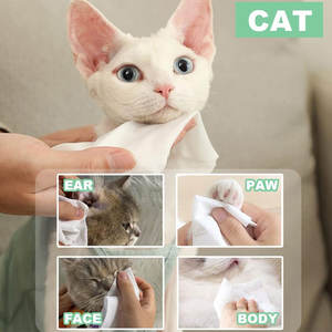 Lenços umedecidos para cães e gatos, desodorizantes hipoalergênicos amigáveis, lenços umedecidos para animais de estimação, para cuidados com o corpo, as patas, rosto, orelha e bunda, 80 unidades - Product Image 6