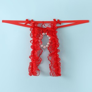 String rouge pour homme avec perles, taille basse, sous-vêtements sexy - Product Image 5