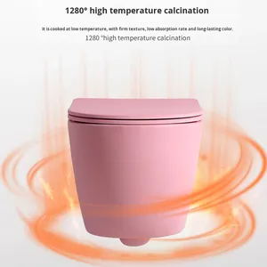 <span class=keywords><strong>Cisterna</strong></span> oculta para inodoro esmaltado montado en la pared de cerámica mate de una pieza para el hogar, Villa, baño, diseño colorido para colgar en la pared - Product Image 3