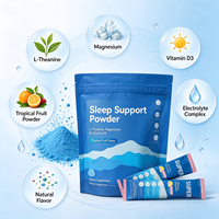 Poudre de soutien au sommeil en marque blanche L-Théanine, Glycinate de magnésium, Vitamine D3, Ashwagandha – Supplément anti-stress OEM