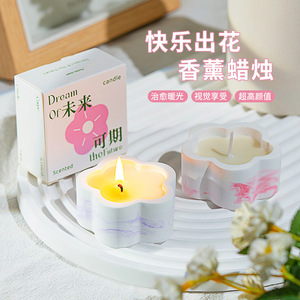 Northern Mu Petal Shaped Scented <b>Candle</b> Soy Wax Hand Casting Home Fragrance Decorative Gift - Product Image 1