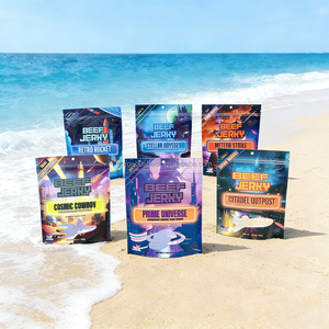 Bolsas de Plástico Doypack con Cierre Ziplock, Impresas a Medida en Negro y Rojo, de 150g, 250g y 500g, con Materiales Reciclados para Carne de Cerdo y Res Seca - Product Image 2