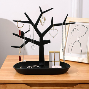 Tree Branch Jewelry Organizer <b>Desktop</b> Storage <b>Stand</b> Black And White Antler Design For Women Home Decorative Display Rack - Product Image 3