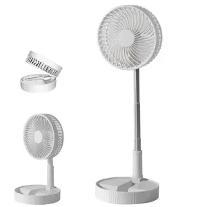 Ventilador telescópico portátil y plegable, con 7200Mah, 4 velocidades, altura ajustable, recargable, de pie, para el hogar, Camping al aire libre