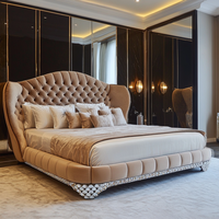 Ensemble de meubles de chambre à coucher en bois de luxe moderne OE HOME, tête de lit en tissu, écologique, lit king size personnalisé pour usage hôtelier
