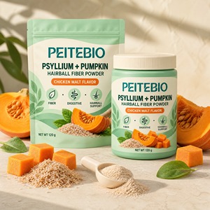 PEITEBIO Psyllium Pumpkin Hairball Fiber Powder Saveur Poulet et Malt 120g pour chats – Soutien digestif et anti-boules de poils - Product Image 3
