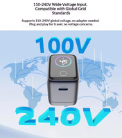 Chargeur GaN 45W avec écran intelligent IA, adaptateur rapide, port Type-C, charge rapide pour ordinateurs portables, téléphones et tablettes