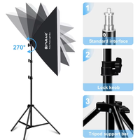 Kit LED professionnel de photographie PULUZ, 2 pièces, 50x70cm, pliable, 5700K, kit complet de studio photo pour maquillage, 4 supports pour téléphone