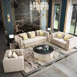 Italian modern luxury home 2/3 seats comfortable couch velvet fabric sofa set furniture living room sofas