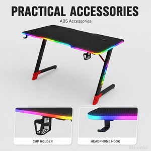 Modern Ergonomic L Shaped Gaming <b>Desk</b> with Monitor Shelf, <b>Corner</b> Gaming <b>Computer</b> <b>Desk</b> for Dual Monitor Setups - Product Image 2