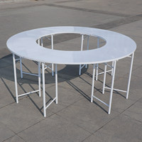 Table de présentation modulaire demi-cercle en fer forgé en forme de S pour buffet de desserts/bonbons, idéale pour mariages en extérieur et décorations d'événements festifs