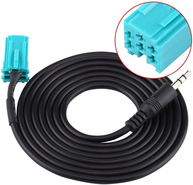 Audio Aux Input Adapter 3.5mm Audio Jack 6 Pin ISO Connector Music Interface Auxiliary Cable for Renault