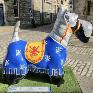 Décoration de cour extérieure conception populaire résine de couleur personnalisée chien de <span class=keywords><strong>terrier</strong></span> écossais statue en fibre de verre - Product Image 1