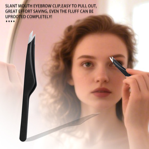 Pinzette personalizzate in acciaio inossidabile modellano sopracciglia nere all'ingrosso pinzette Semi <span class=keywords><strong>curve</strong></span> per ciglia - Product Image 2