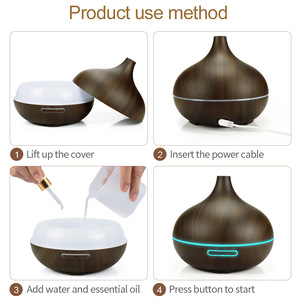 Diffuseur d'arômes JCSY 400 ml, diffuseur d'huiles essentielles ultrasonique à grain de bois avec lumières colorées, pour usage domestique et commercial - Product Image 3