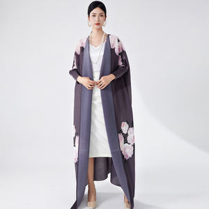 Robe Abaya Musulmane Grande Taille Miyake pour Femmes, Imprimée, Ample, Manches Longues, Polyester, Personnalisable, Haute Qualité, Printemps-Automne - Product Image 2