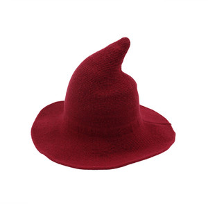 Sombrero de Pescador Plegable de Ala Ancha con Punta Puntiaguda para Mujer y Niña, Estilo Bruja/<span class=keywords><strong>Mago</strong></span>, Tejido de Lana y Acrílico - Product Image 4