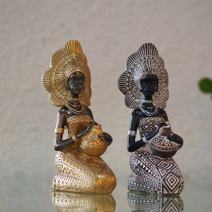 Eco-friendly stile retrò africano figura esotica scultura transfrontaliera decorazione nera in resina artigianale modello per l'<span class=keywords><strong>arredamento</strong></span> del soggiorno - Product Image 3