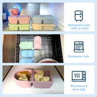 Draagbare siliconen snackbox met 2 compartimenten, magnetronbestendig, herbruikbaar, voor fruit, saus en dagelijkse maaltijdvoorbereiding