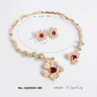 Set Perhiasan Bunga Kristal Wanita Kalung Anting Pernikahan Pengantin Emas Perak Berlian Imitasi Aksesoris Pesta