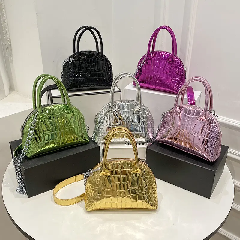 Wholesale ZA PU Metallic Croc Leather Mini Fashion Crossbody Bag Ladies Women Handbag Purse