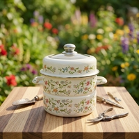 Grande cocotte classique en émail de porcelaine écologique, résistante à la chaleur, compatible four, facile à nettoyer, multi-usages pour le camping