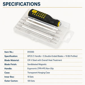 HEHE 810566 Set di 6 Cacciaviti Multifunzione 10 in 1 con Punte Magnetiche Intercambiabili CR-V a Doppia Estremità - Product Image 6