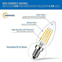 Lampes à filament LED C35 2W 4W 6W DC/AC 2700K Blanc chaud Dimmable E27 B22 E12 E17 Utilisation hôtelière 12v 24v 36v