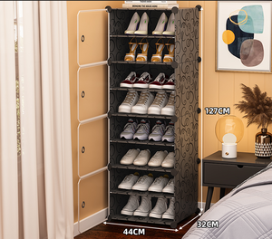 Meuble à <span class=keywords><strong>chaussures</strong></span> pliable en plastique 6 niveaux avec crochets extensibles, portes anti-poussière, design moderne, pour la maison, l'atelier, le salon et l'entrée - Product Image 2