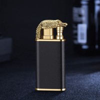 Briquet portable coupe-vent en métal à double flamme, design crocodile, pour cigarettes et cigares – Offre spéciale