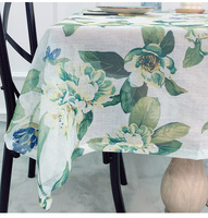 Nappe carrée moderne en polyester/lin tissé, décorative, anti-poussière, antidérapante, lavable, imprimé floral champêtre forestier, pour maison et hôtel