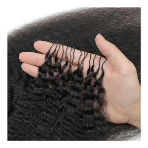 Extensions de cheveux humains <span class=keywords><strong>Remy</strong></span> Kinky Straight pour crochet, nouveau style plume, pré-bouclées, <span class=keywords><strong>sans</strong></span> nœuds, pour tressage Boho, en vrac, H6 Microlink - Product Image 3