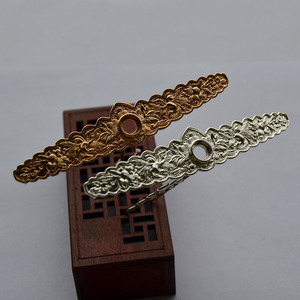 Copper Hairpin 95x20mm Gold Plated Lotus Pattern Antique Style Wedding DIY Hair Accessory - Product Image 4