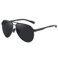 Lunettes de soleil classiques rétro à double barre UV400 pour hommes, polarisées, monture épaisse en métal, charnière à ressort, pour la conduite en extérieur et les voyages
