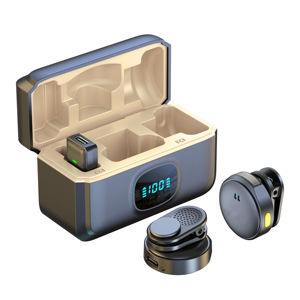 Microfone de Lapela Sem Fio Duplo com Redução de Ruído de Áudio e Padrão Omnidirecional para Gravação de Vídeo e Transmissão ao Vivo - Product Image 1