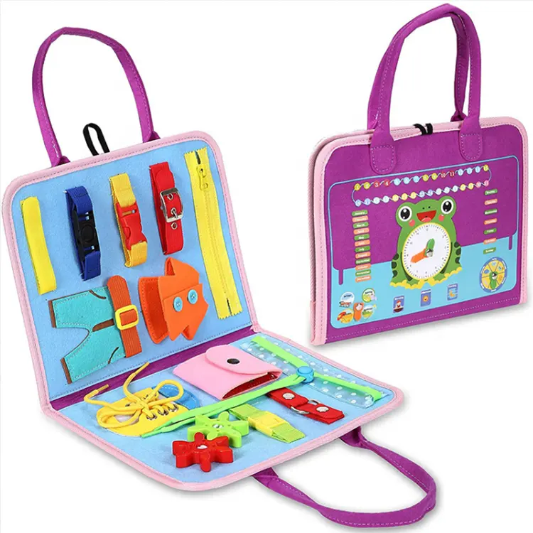 Jouets d'apprentissage de l'autisme Montessori, robe de base, motricité fine, feutre, planche d'apprentissage pour les tout-petits